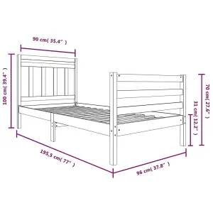 Berkfield Bed Frame White Solid Wood 90x200 cm 3FT Single