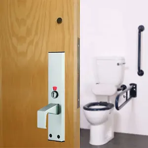 EAI - Disabled Toilet Lock Facility Indicator Bolt Set Washroom Bathroom Cubical Vacant Engaged Bolt- Satin Aluminium