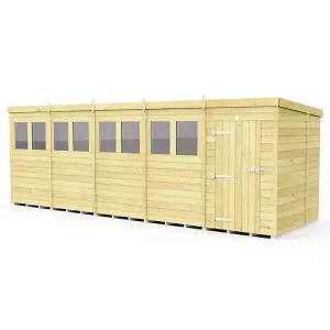 20 x 7 Feet Pent Shed - Single Door With Windows - Wood - L214 x W589 x H201 cm