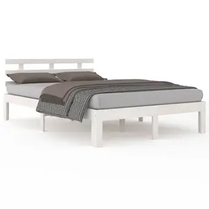 Berkfield Bed Frame White Solid Wood 150x200 cm King Size