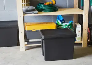 4x Black recycled plastic 24L Storage Box