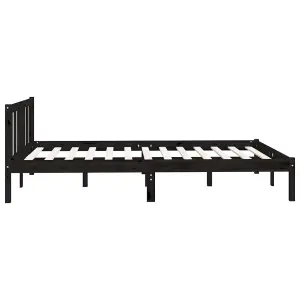 Berkfield Bed Frame Black Solid Wood Pine 150x200 cm King Size