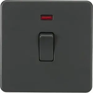 Knightsbridge Screwless Single Switch with Neon 1 Gang 20A 2 Pole Anthracite - SF8341NAT