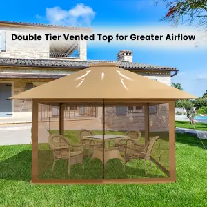 Costway 4m x 4m Pop up Gazebo Canopy Tent W/ Netting Mesh Sidewalls