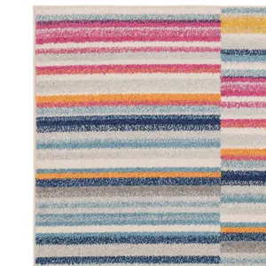 Multi-Coloured Stripe Funky Modern Easy to Clean Optical/ (3D) Rug For DiningRoom-120cm X 170cm