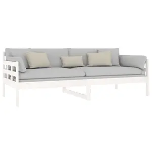 Berkfield Day Bed White Solid Wood Pine 90x200 cm