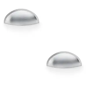 2 PACK - Rear Fixing Cup Handle - Satin Chrome 57mm Centres Solid Brass Shaker Unit Pull