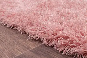 Blush Modern Plain Shaggy Sparkle Rug for Bedroom & Living Room-120cm X 170cm