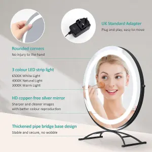 EMKE LED Hollywood Makeup Mirror Round 360 Rotation with Touch, Dimmable and Memory Function, 500mm, Black