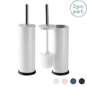 Harbour Housewares - Round Toilet Brushes - Matt White - Pack of 2