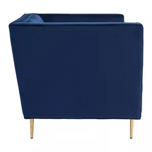 Interiors By Premier Classic Blue Velvet Chair, Mid Century Design Comfortable Armchair, Velvet Upholstered Modern Armchair