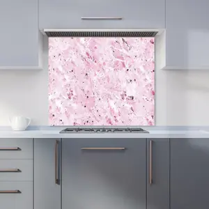 Plush Pink Quartz Effect Premium Glass Kitchen Splashback W600mm x H750mm