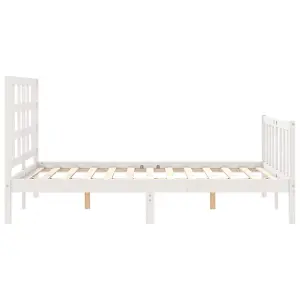 Berkfield Bed Frame with Headboard White Small Double Solid Wood