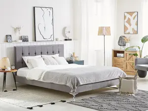 Velvet EU King Size Bed Grey AMBERT