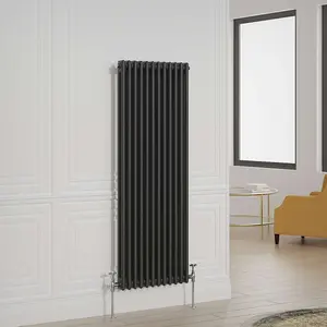 G-Rad Black Double Column Vertical Radiator - (H) 1500 x (W) 550mm