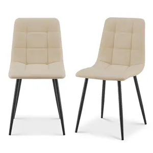 Zurich Ivory White Velvet Dining Chair with Embossed Design  Set of 4