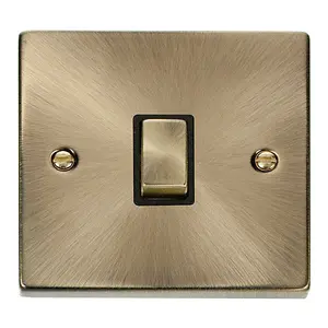 Antique Brass 1 Gang 20A Ingot DP Switch - Black Trim - SE Home