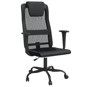 Berkfield Office Chair Black Mesh Fabric and Faux Leather