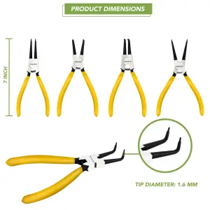 BLOSTM Circlip Pliers Set 4Pcs 7"