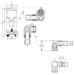 Right Radiators Satin Nickel Corner Thermostatic Valve Radiator Valves with Lockshield Valve 15mm x 1/2"