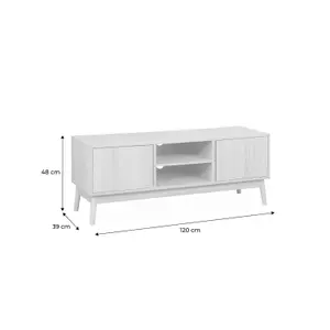 sweeek. 120cm TV stand with wood effect and 2 doors Dune Natural 120x39x48 cm