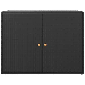 Berkfield Garden Storage Cabinet Black 100x55.5x80 cm Poly Rattan