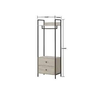 Zahra Bedroom Open Wardrobe 2 Drawers Ash Oak Furniture Storage Cupboard