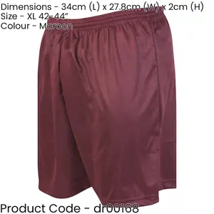 XL - MAROON Adult Sports Micro Stripe Training Shorts Bottoms - Unisex Football