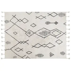 Cotton Area Rug 160 x 230 cm Black and White KEBIR