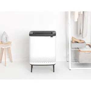 Brabantia Bo Hi 2 x 45 Litre Laundry Bin White