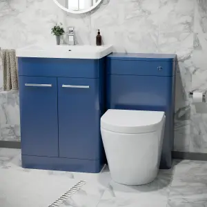 Nes Home 600mm Freestanding Vanity Unit with Basin, Rimless Toilet, WC unit Royal Blue