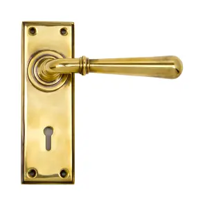 From The Anvil Aged Brass Newbury Lever Lock Set