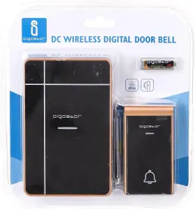 Aigostar Black Wireless Doorbell, IP44 Waterproof Cordless Door Chime Kit with 1 Receiver