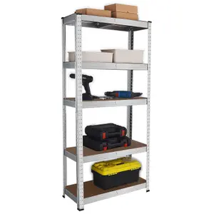 5 Shelf Steel & MDF Galvanised Heavy Duty Garage Shelving Unit (H) 1500mm x (W) 700mm