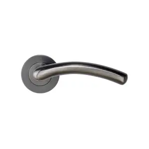 Colours Liw Satin Black Iridium Curved Latch Push-on rose Door handle (L)121mm, Pair