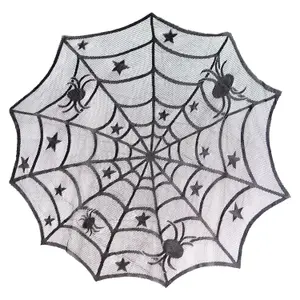 Halloween Tablecloth with Spiders Web Trick or Treat Party 100cm White