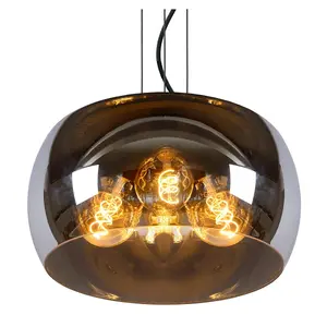 Lucide Olivia Modern Pendant Light 40cm - 3xE27 - Smoke Grey