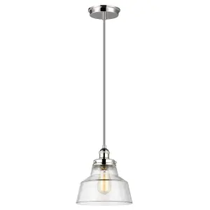 Elstead Baskin 1 Light Dome Ceiling Pendant Polished Nickel, E27