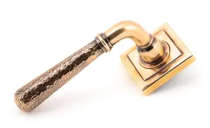 From The Anvil Polished Bronze Hammered Newbury Lever on Rose Set (Square) - Unsprung