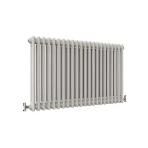 Horizontal White Double Column Radiator (H) 600mm x (W) 1010mm, 4600 BTU.