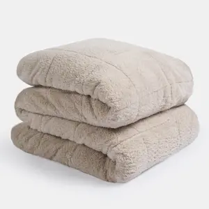 OHS Teddy Fleece Weighted 4kg Blanket, Natural - 125 x 150cm