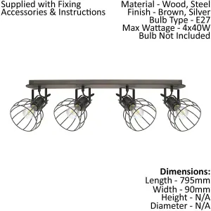 Quad Ceiling Light & 2x Matching Wall Lights Industrial Metal Cage Asjustable