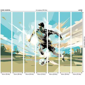 Origin Murals Football Player Abstract Landscape Blue Paste the Wall Mural 350cm wide x 280m high