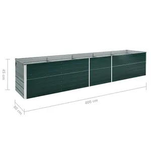 Berkfield Garden Raised Bed Galvanised Steel 400x80x45 cm Green