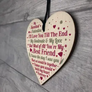 Red Ocean Valentines Day Gift For Boyfriend Girlfriend Husband Wife Handmade Wooden Heart Plaque Cute Gift