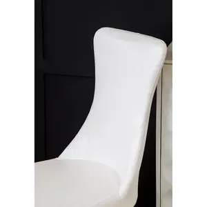 Interiors by Premier White Dining Chair, Comfortable Leather Desk Chair, Backrest Dining chair, Faux White Leather