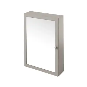 GoodHome Perma Satin Grey Wall-mounted Single Bathroom Cabinet with Mirrored door (W)500mm (H)700mm