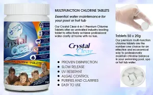 Crystal Clear Multifunction Chlorine Tablets for Hot Tub Spa and Swimming Pools