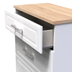 Kent Ready assembled Matt white light oak effect 3 Drawer Chest of drawers (H)885mm (W)765mm (D)415mm