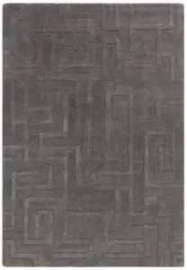 Handmade Modern Charcoal Abstract Wool Easy to Clean Rug for Living Room & Bedroom-120cm X 170cm